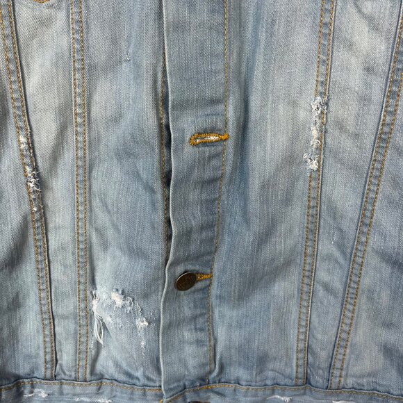 Nostic Distressed Denim Jacket Shirt Mens XXL Light Wash - Picture 7 of 11